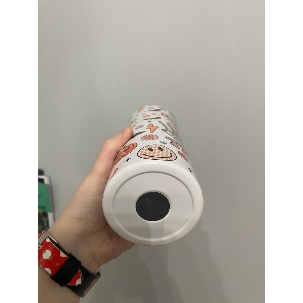 Halloween Tumbler Unisex 20oz White Here For The Boos Retro Groovy Disco Pumpkin - Picture 8 of 8